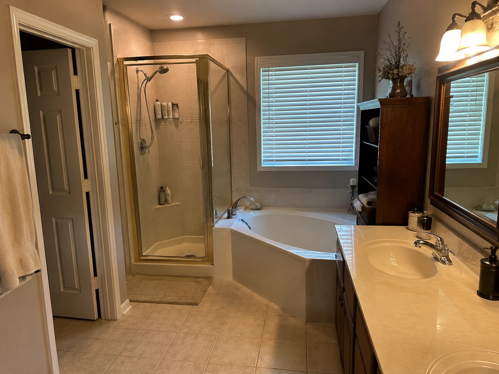Primary bathroom before AI walk-in shower material concept