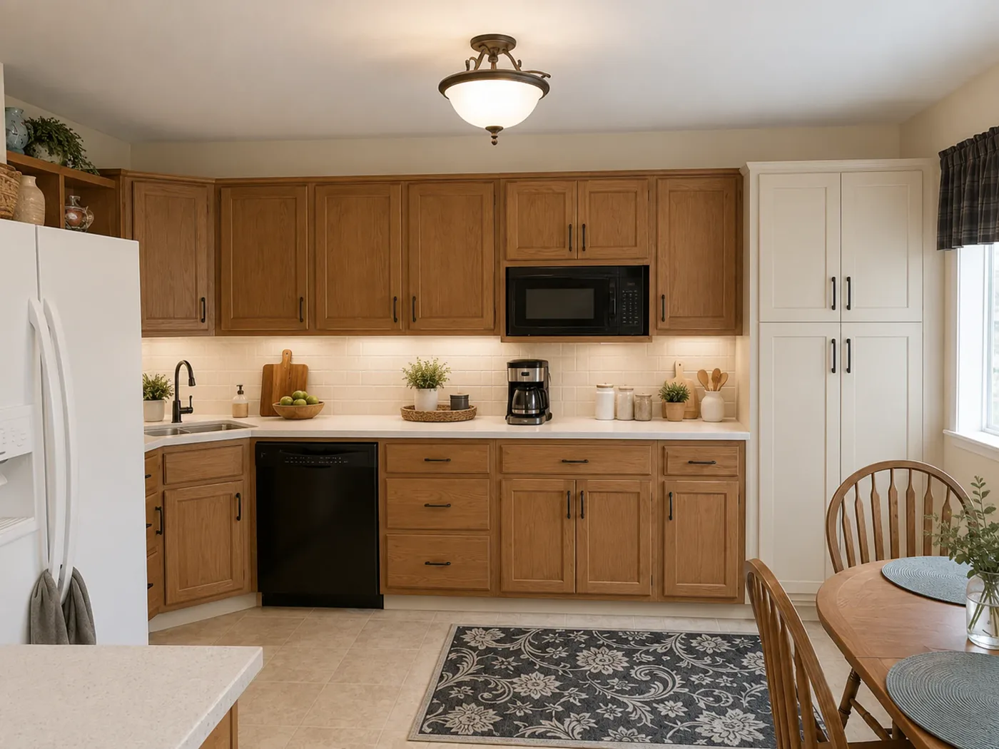 AI kitchen design concept with improved storage wall and pantry-style cabinets