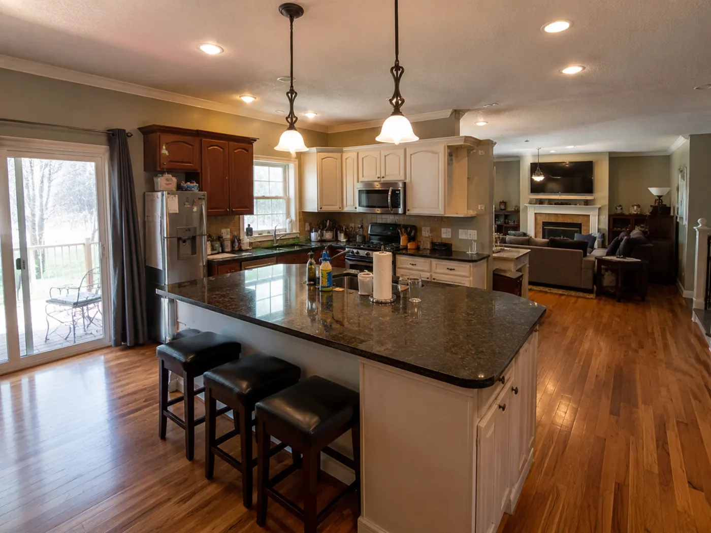 Open kitchen before AI island material concept