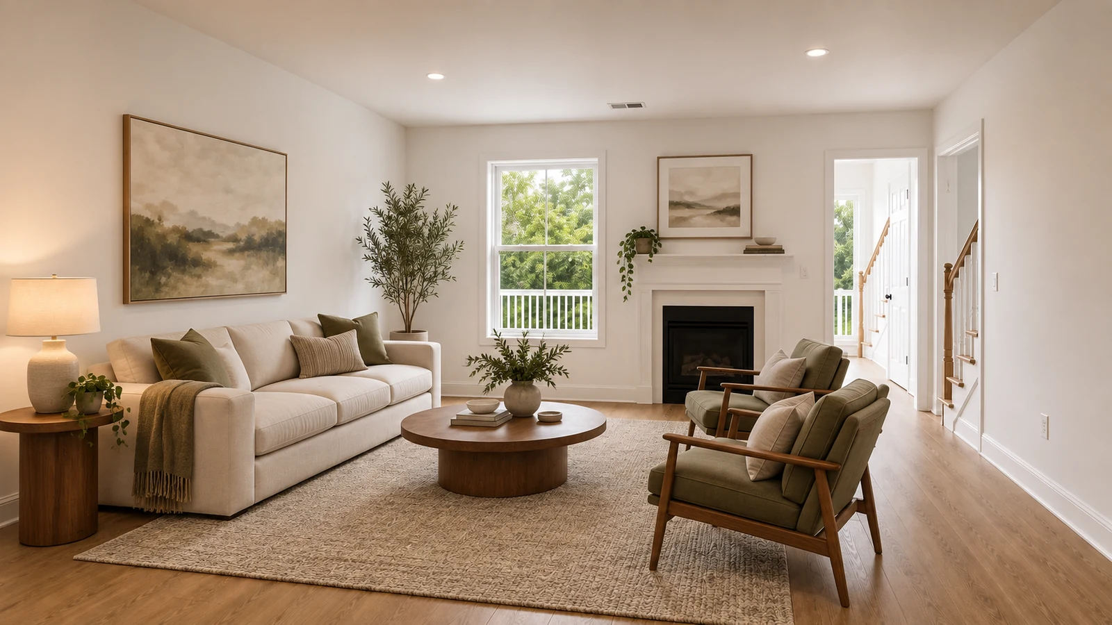 First OpenAI image generation result from the recorded warm modern living room prompt